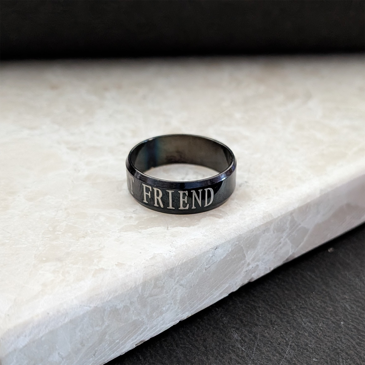 Classic Friend inscribed Minimal Band Ring for Men & Women