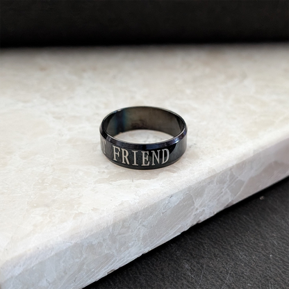 Classic Friend inscribed Minimal Band Ring for Men & Women