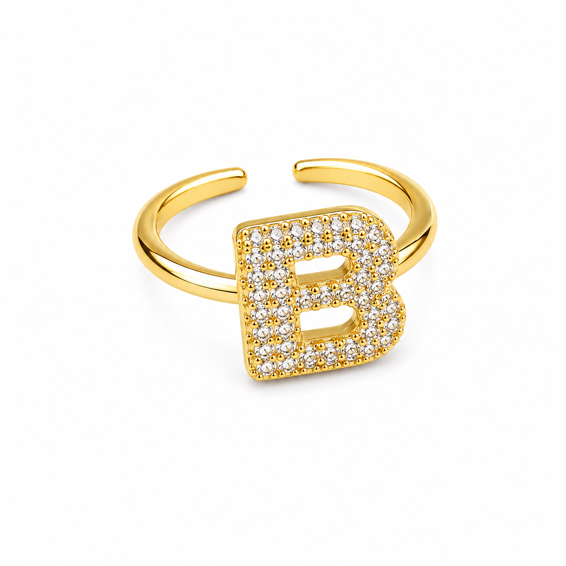 Sparkling Alphabet Letters CZ Stones Rings For Girls & Women's