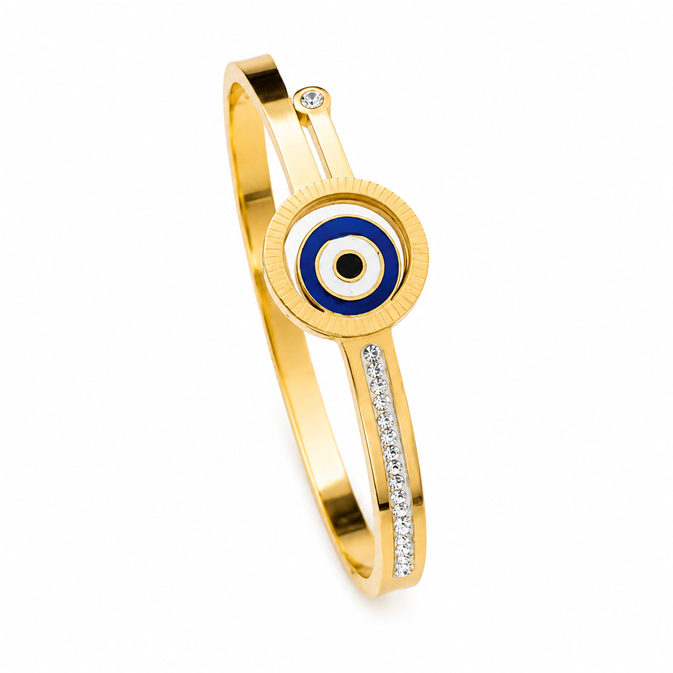 Blue Evil Eye Enamel AD Stone Cuff Bracelet for Women & Girls
