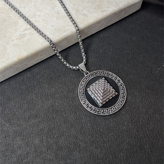 3D Pyramid Design Brass Pendant With Stainless Steel Chain For Men & Boys
