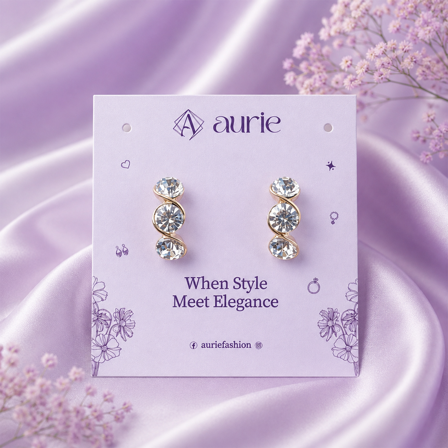 Women’s Three-AD Stone Drop Earrings for Women & Girls
