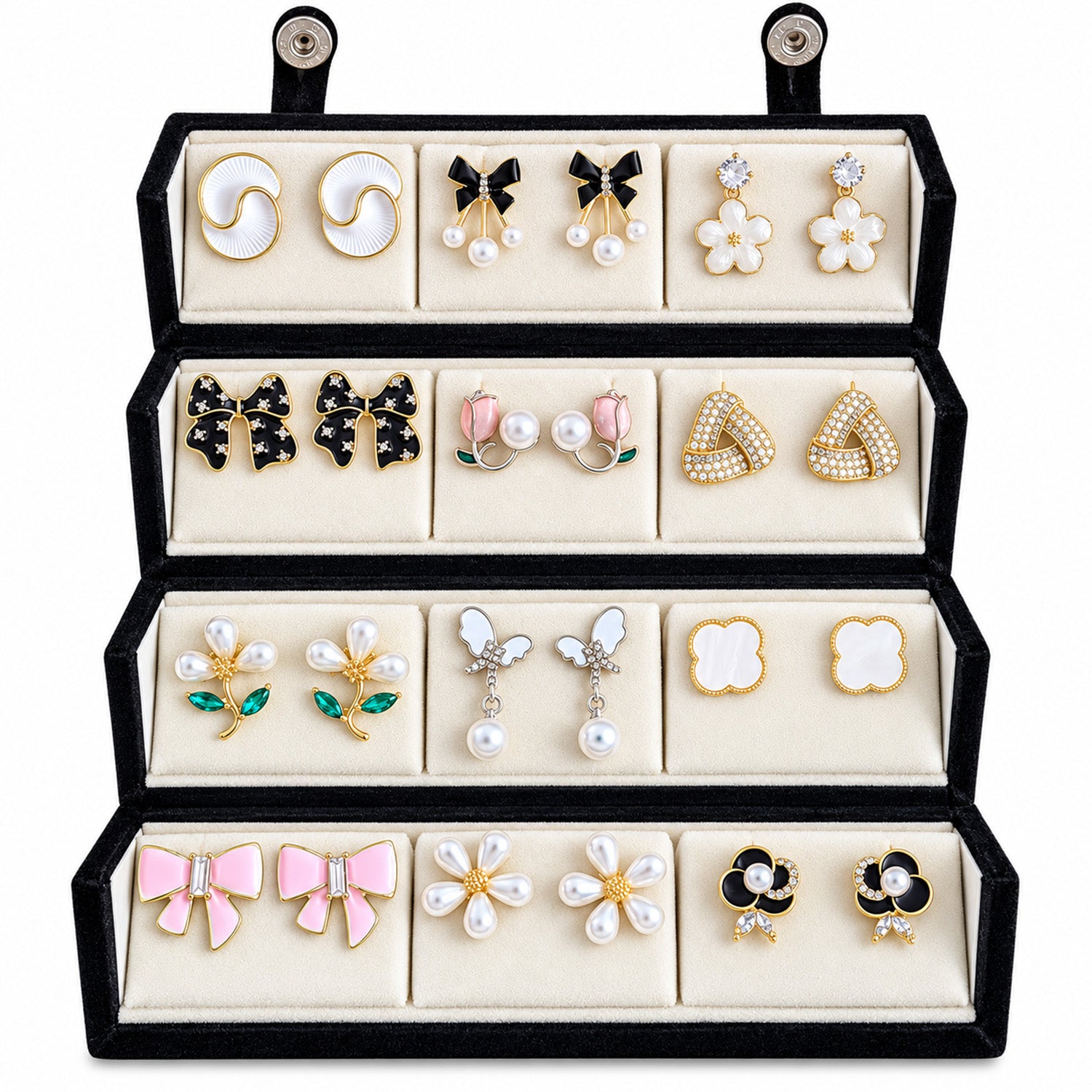 12 Pairs Trending Pearl Earrings Set for Women & Girls