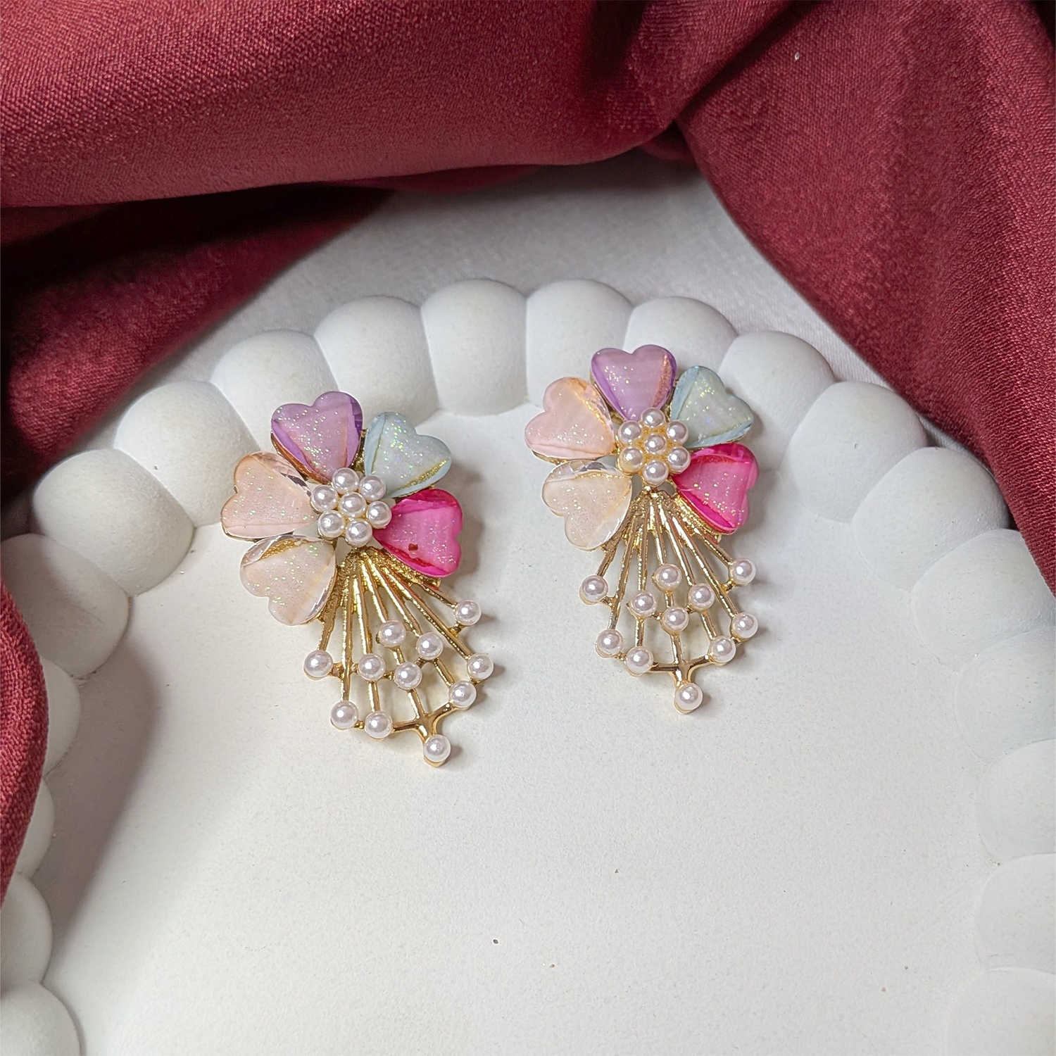 Daisy Flower Pearl Drop Earrings for Girls & Women