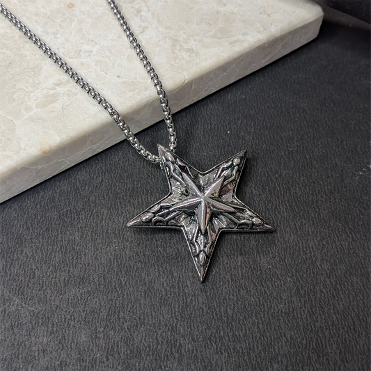 Double Flame Star Brass Pendant With Stainless Steel Chain For Men & Boys