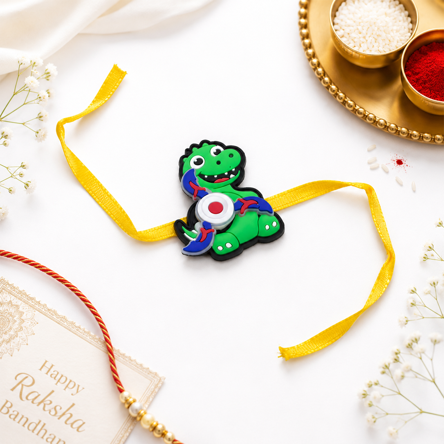 Cute Dinosaur Fidget Spinner Kids Rakhi for Brother