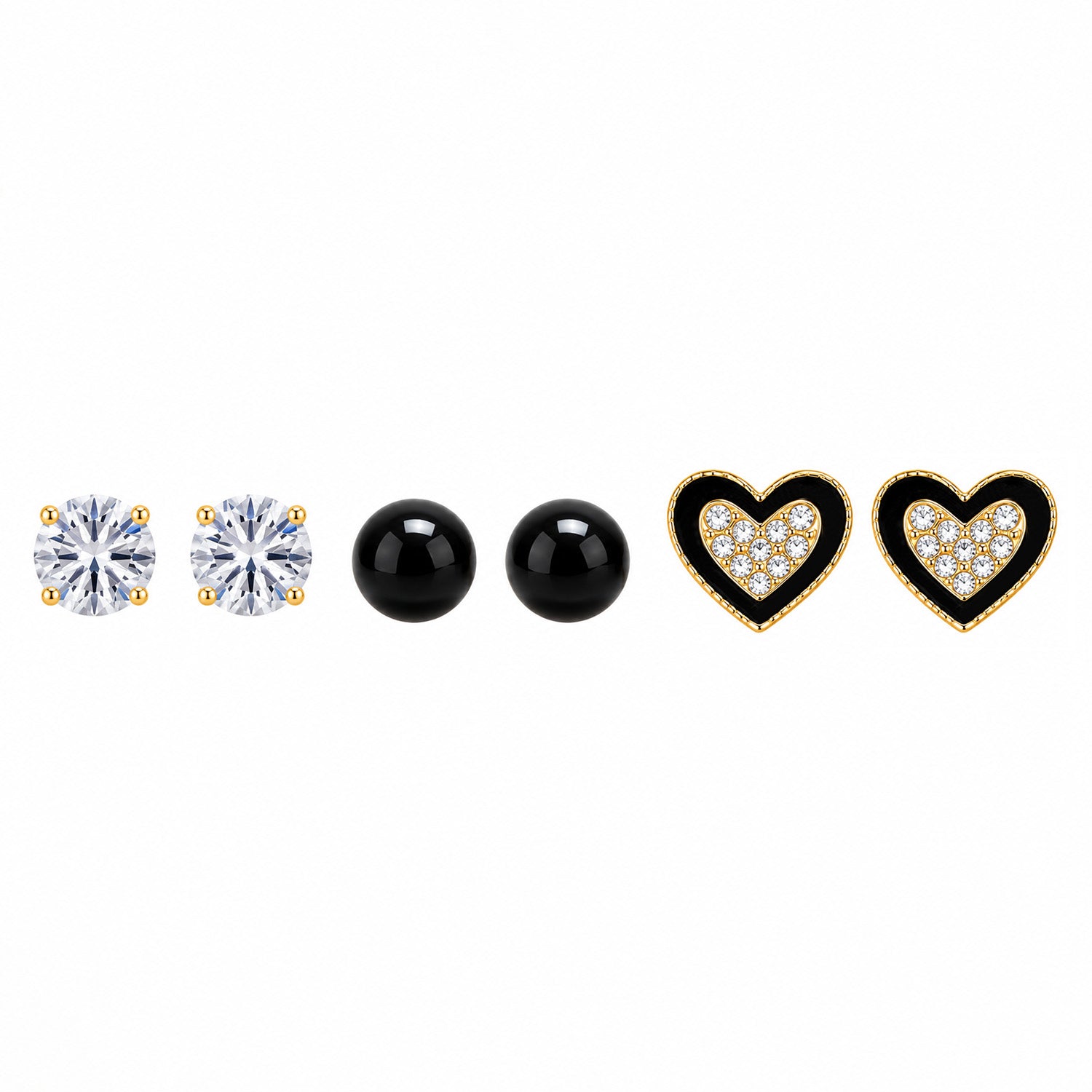 Sparkling Crystal Heart Stud Earrings for Girls & Women