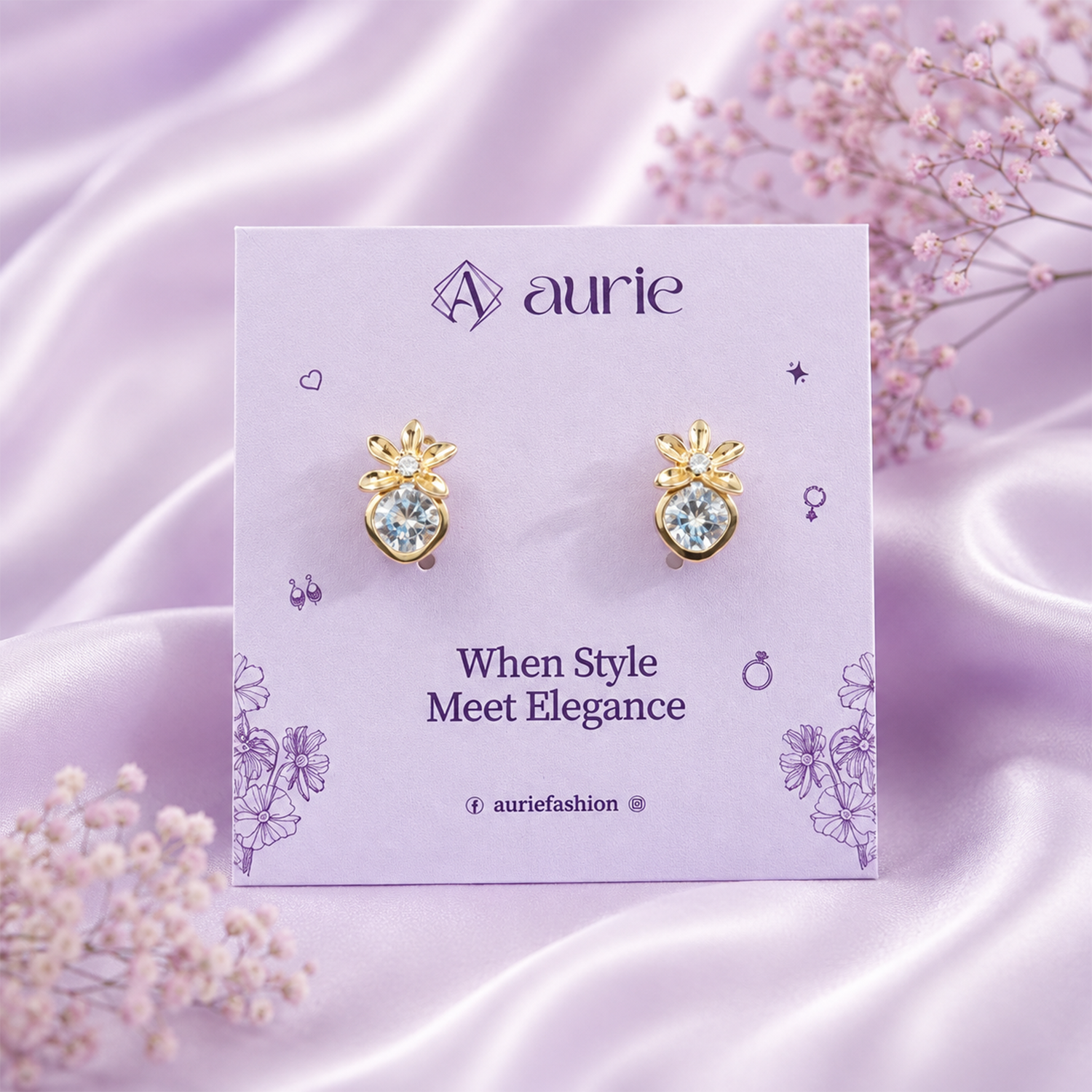 Women’s AD Stone Floral Dangle Drop Earrings for Women & Girls