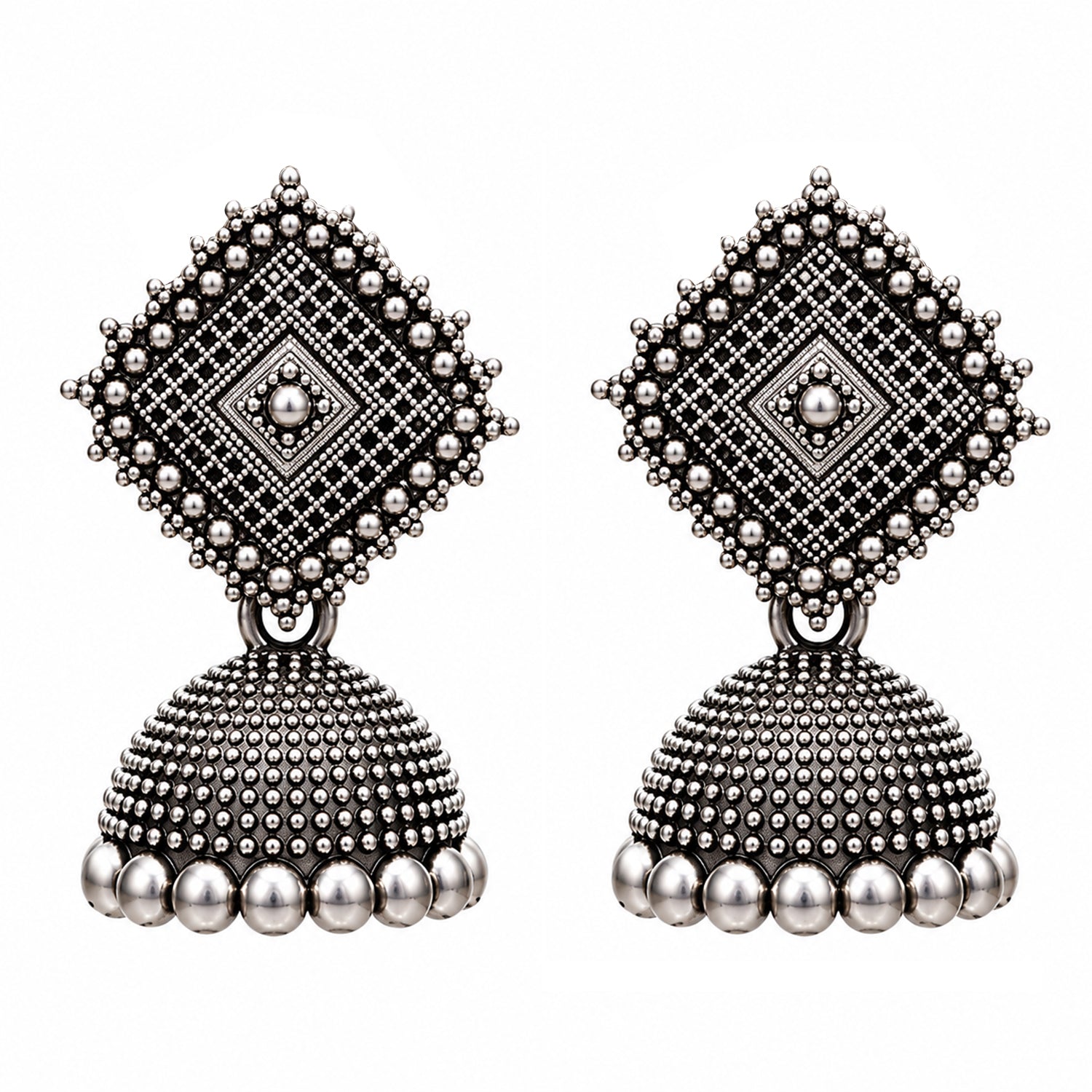 Oxidized Diamond Shaped Stud Earrings for Girls & Women's