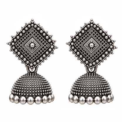Oxidized Diamond Shaped Stud Earrings for Girls & Women's