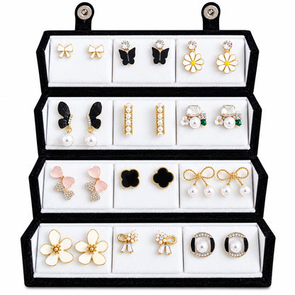 12 Pairs Assorted Pearl Floral Earrings Set for Women