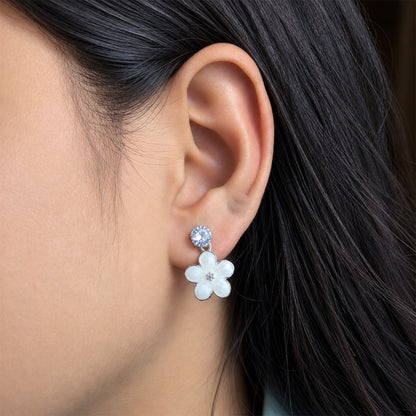Elegant Crystal Floral Drop Earrings for Girls & Women's