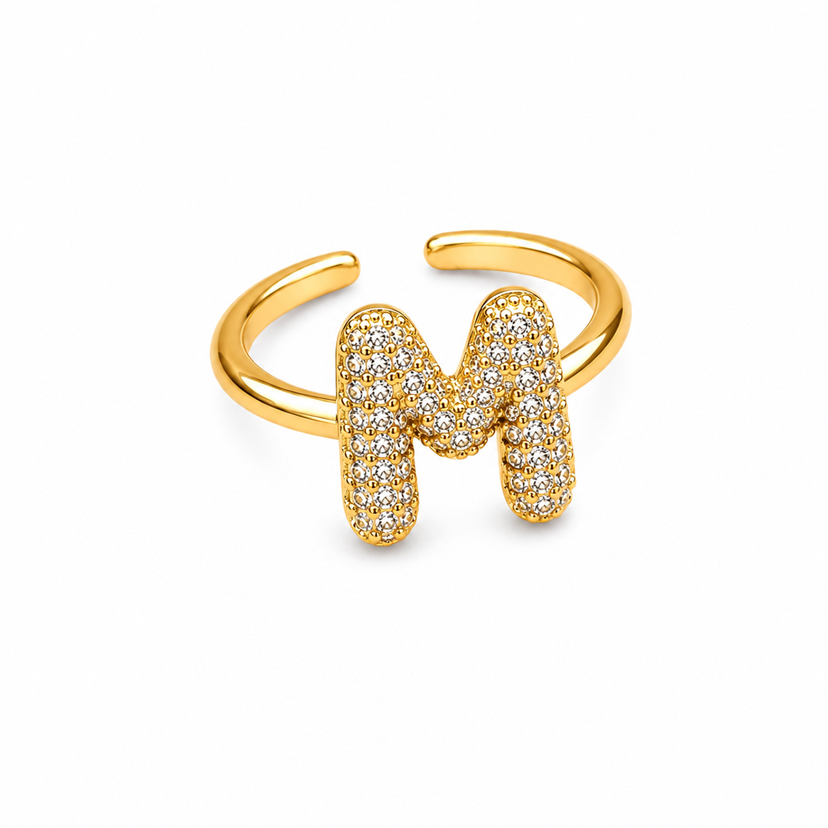 Sparkling Alphabet Letters CZ Stones Rings For Girls & Women's
