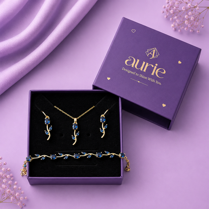 Gold-Tone Tulip Jewelry Set with Beacelet for Women & Girls