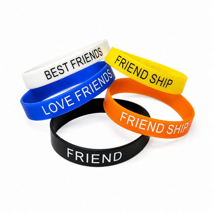 Printed Silicone Friendship Day Wristbands Pack of 5