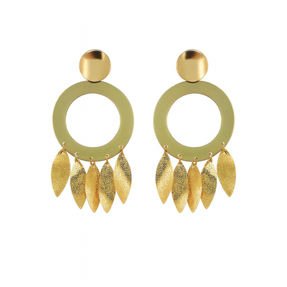 18K Gold Plated Hoop Tassel Earrings (Anti-Tarnish)