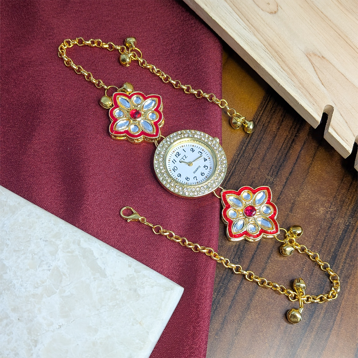 Floral Kundan Stone Kashmiri Watch for Women & Girls