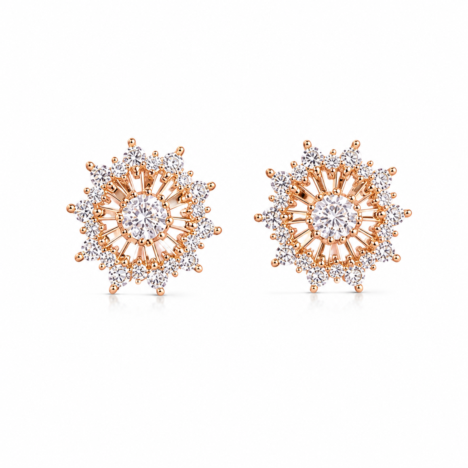 Elegant Floral AD Stone Halo Stud Earrings for Women & Girls