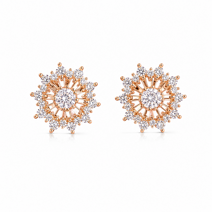 Elegant Floral AD Stone Halo Stud Earrings for Women & Girls