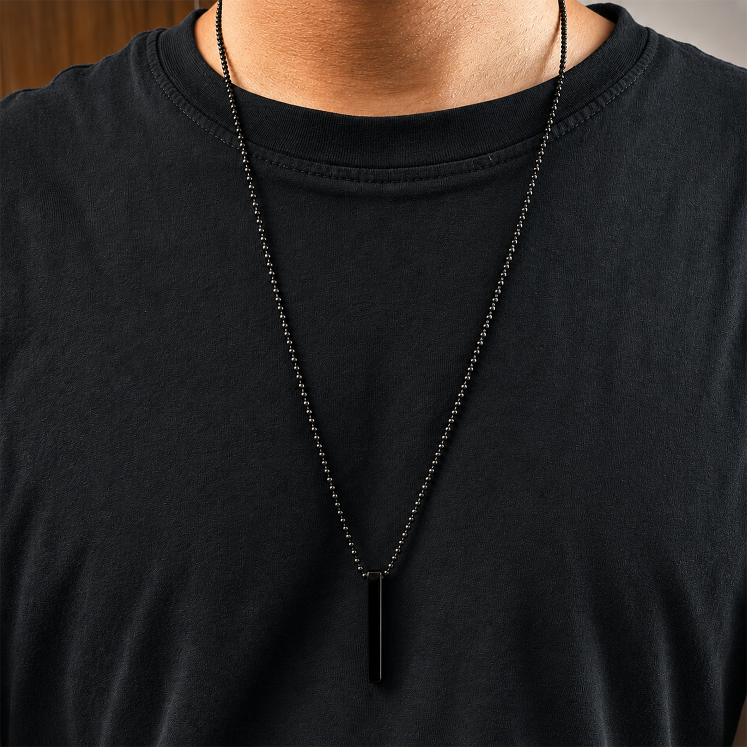 Sleek Vertical Bar 3D Cuboid Design Pendant for Men & Boys