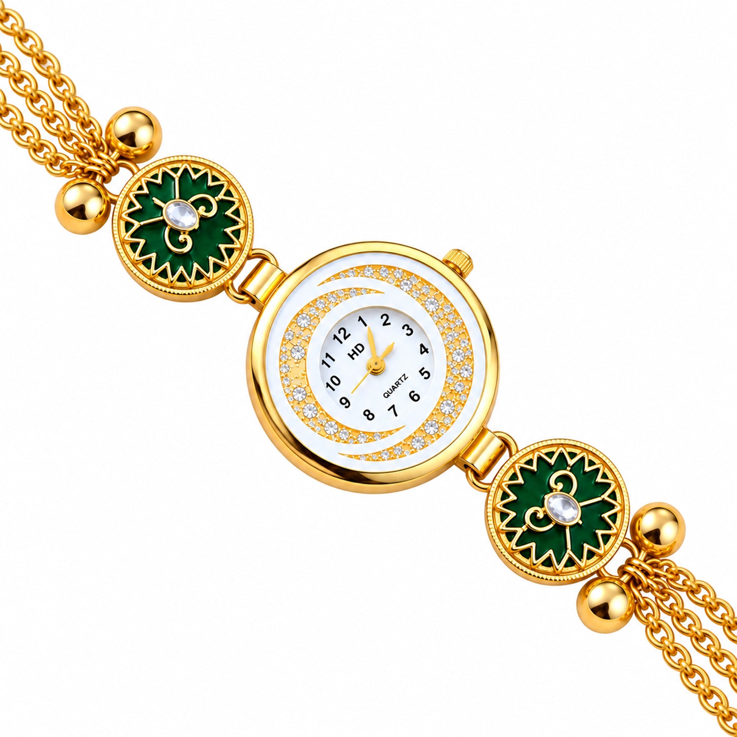 Women’s Gold-Tone Kashmiri Watch with Red Stone Design
