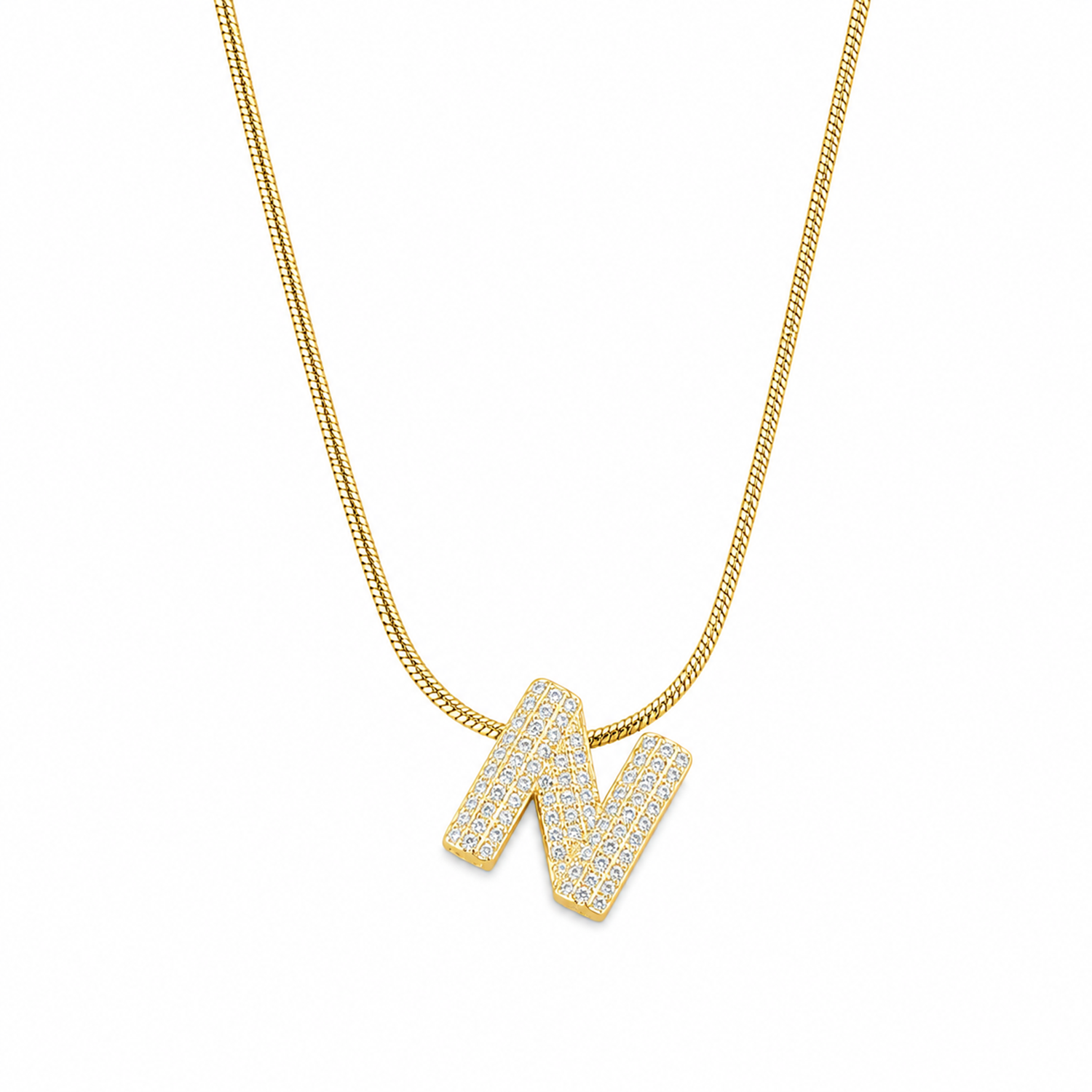 Chunky CZ Stone Alphabet Pendant for Girl & Women's