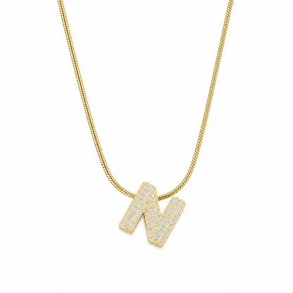 Chunky CZ Stone Alphabet Pendant for Girl & Women's