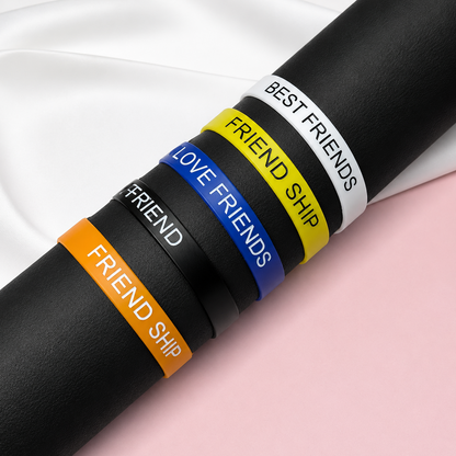 Printed Silicone Friendship Day Wristbands Pack of 5