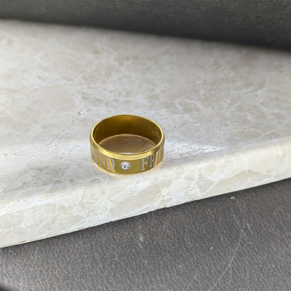 Classic Friend inscribed Band Ring With AD Stone for Men & Women