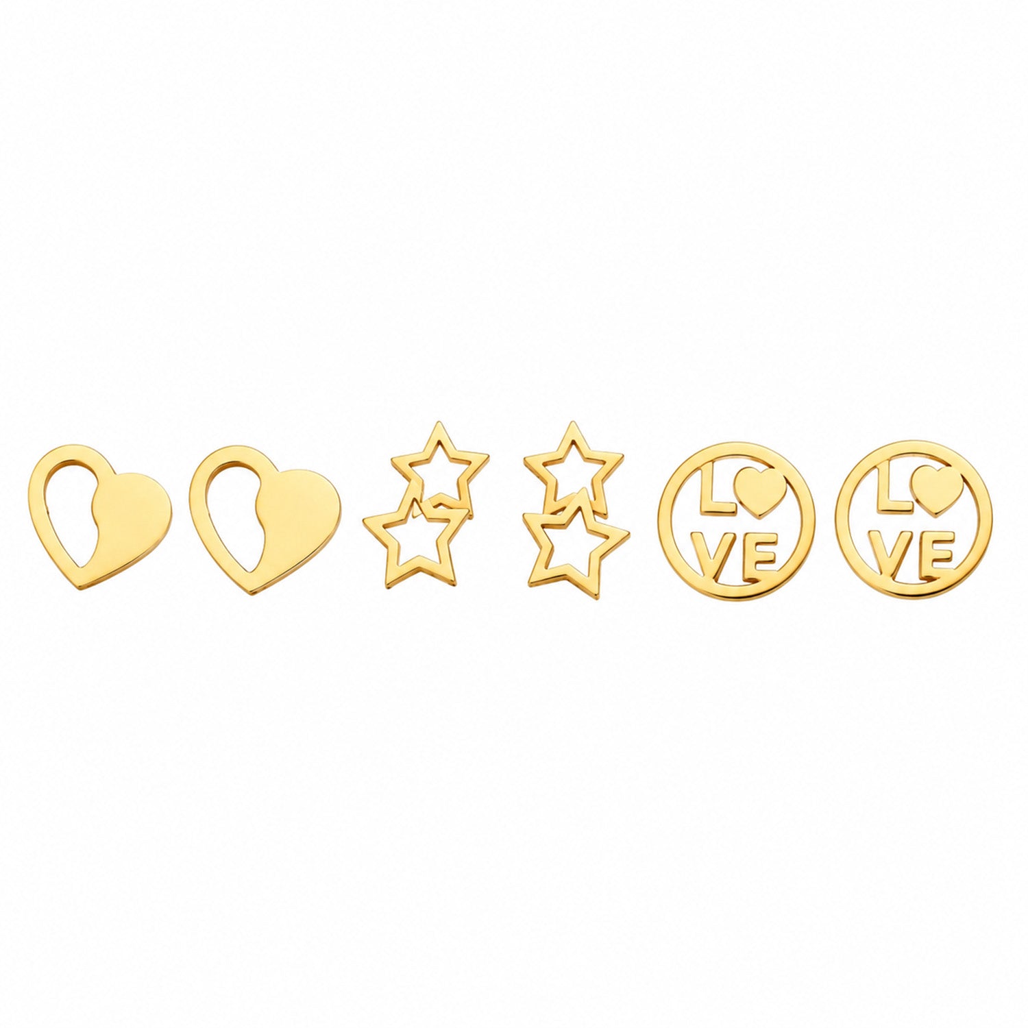 Stainless Steel Circle Love Stud Earrings for Girls & Women