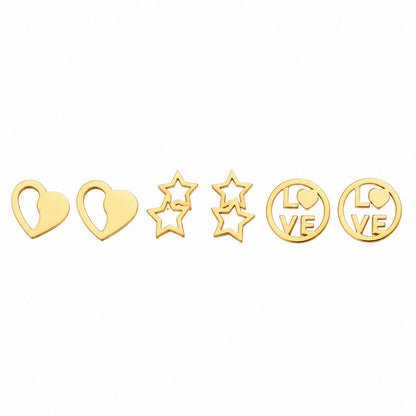 Stainless Steel Circle Love Stud Earrings for Girls & Women
