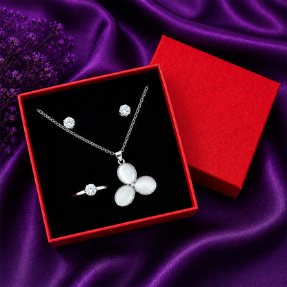 Sparkling Crystal-Style Jewelry Gift Set with Red Gift Box for Women
