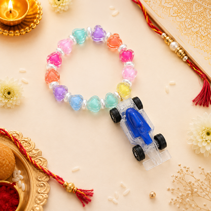 Cute Racing Car Charm Beaded Bracelet for Girls