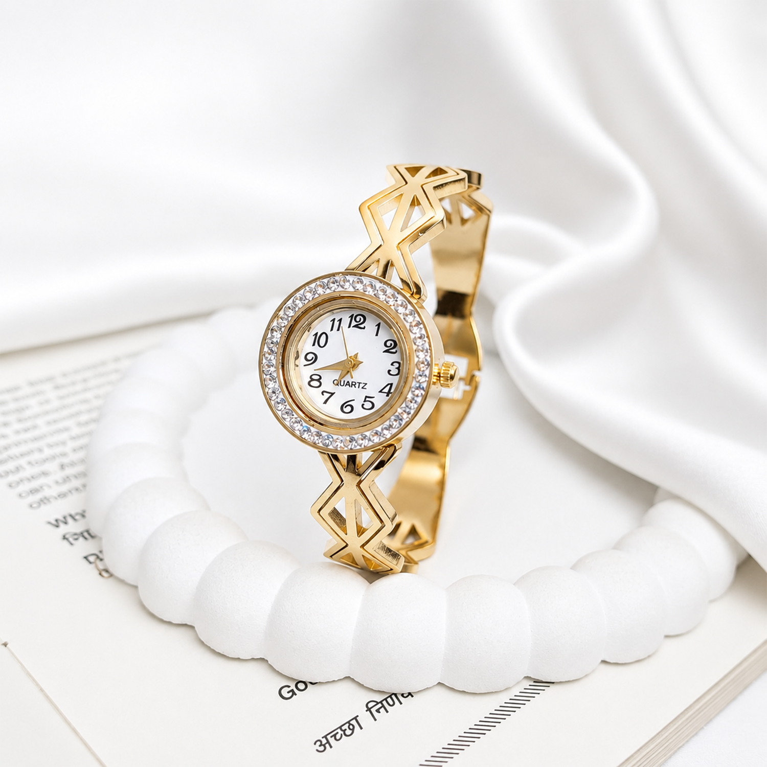 Classic Surgical Grade Design AD Studded Band Bracelet Watch For Girls & Women