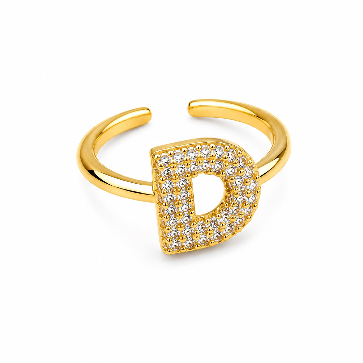 Sparkling Alphabet Letters CZ Stones Rings For Girls & Women's