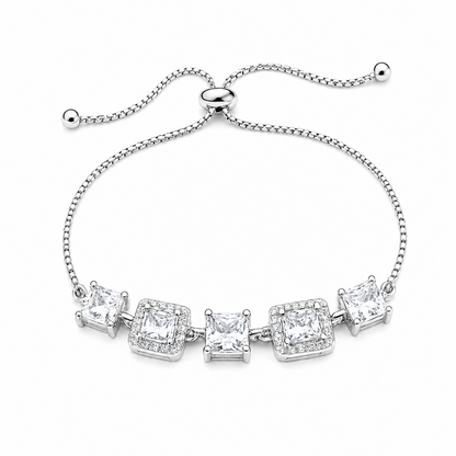 Square Cubic Zirconia Adjustable Chain Bracelet for Girls & Women's