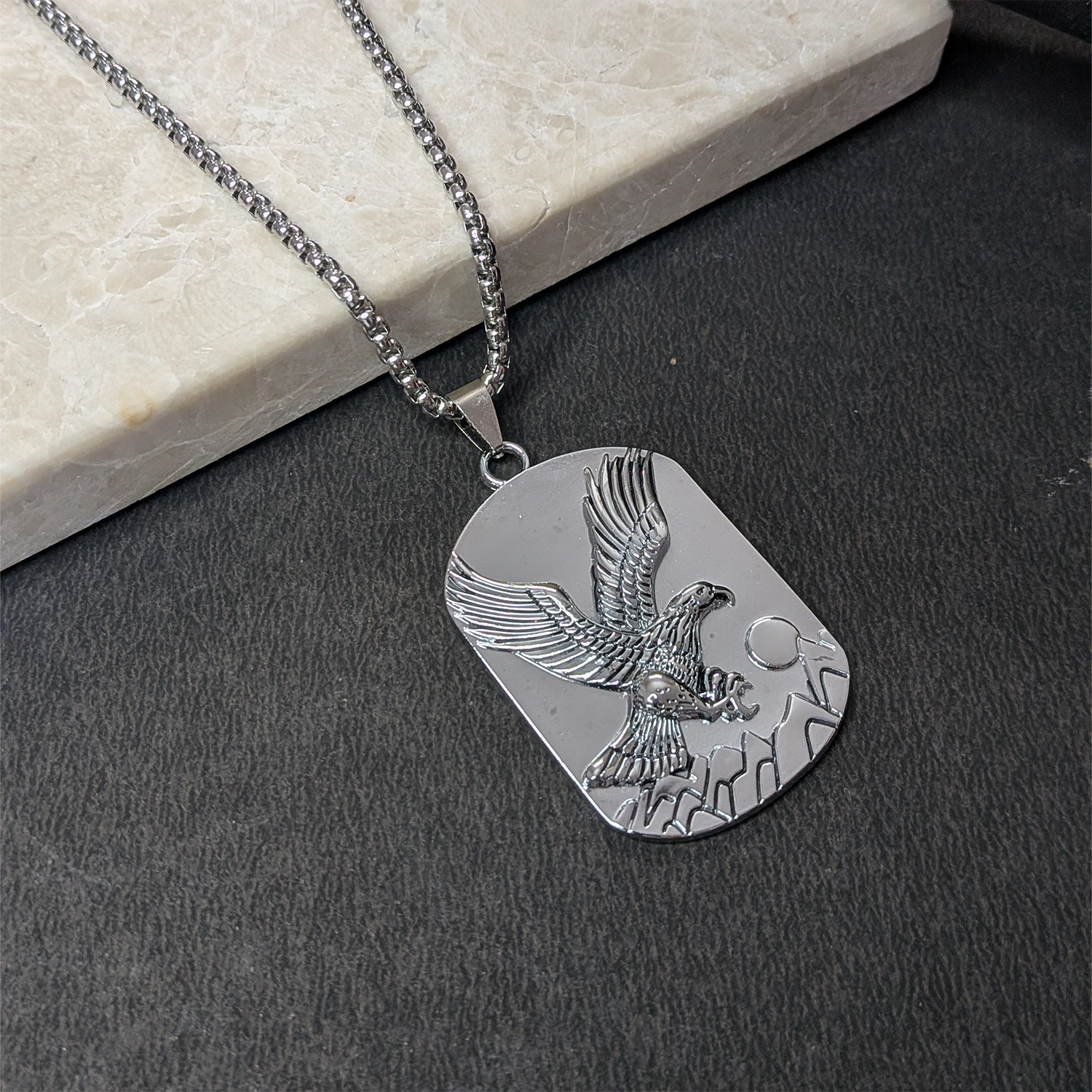 Mountain Eagle Brass Pendant With Stainless Steel Chain For Men & Boys