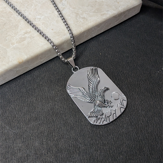 Mountain Eagle Brass Pendant With Stainless Steel Chain For Men & Boys