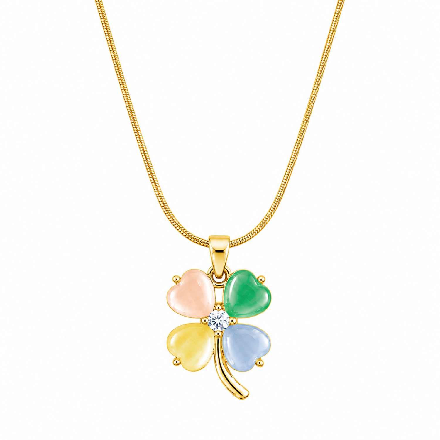 4 Leaf Floral Piece of Rare Fortune Pendant for Girls & Women's