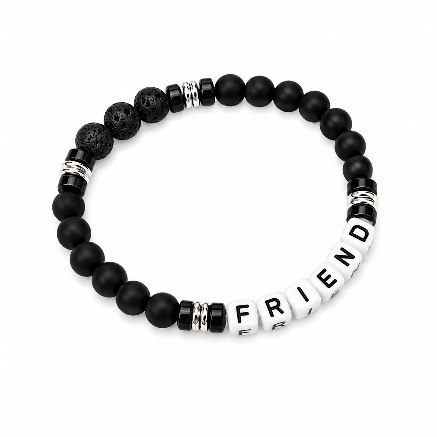 Black Matte Onyx Friendship Bracelets for Kids, Boys & Girls