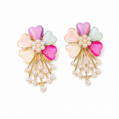 Daisy Flower Pearl Drop Earrings for Girls & Women