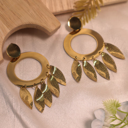 18K Gold Plated Hoop Tassel Earrings (Anti-Tarnish)