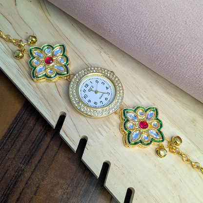 Floral Kundan Stone Kashmiri Watch for Women & Girls