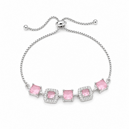 Square Cubic Zirconia Adjustable Chain Bracelet for Girls & Women's