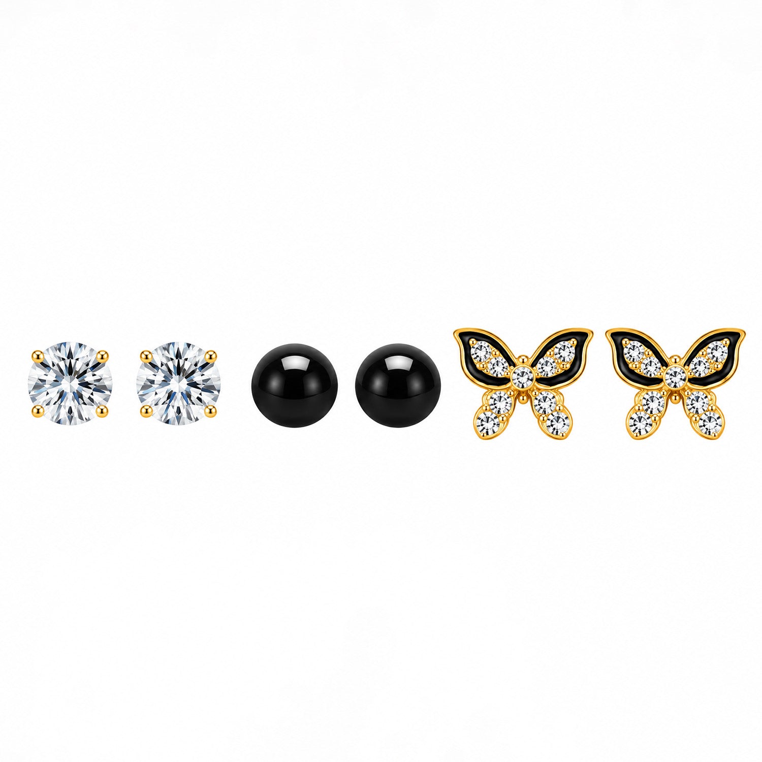 Black Crystal Butterfly Stud Earring for Girls & Women's
