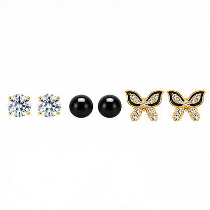 Black Crystal Butterfly Stud Earring for Girls & Women's