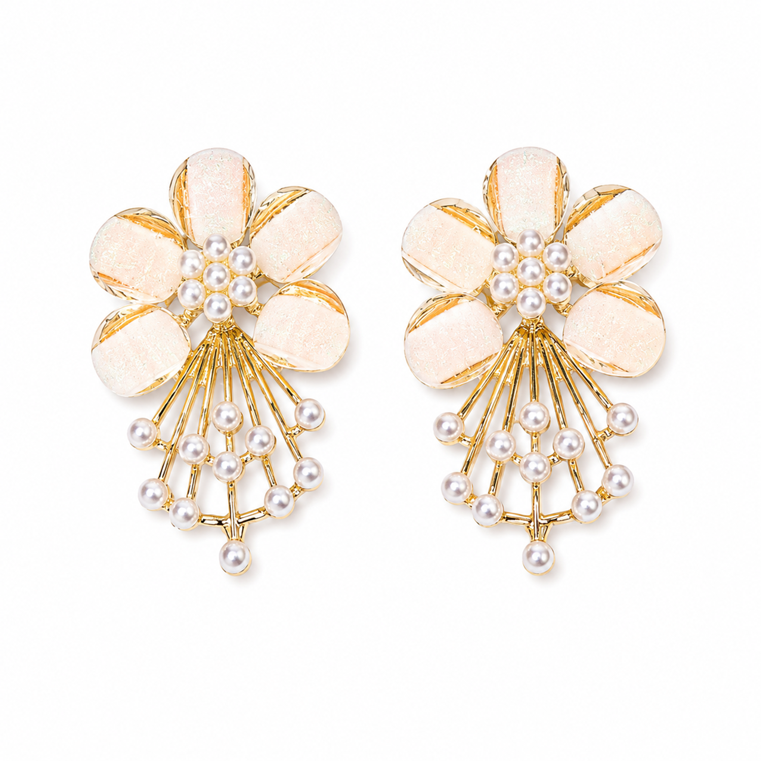 5 PetalFlower Pearl Drop Earrings for Girls & Women