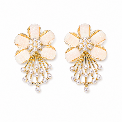5 PetalFlower Pearl Drop Earrings for Girls & Women