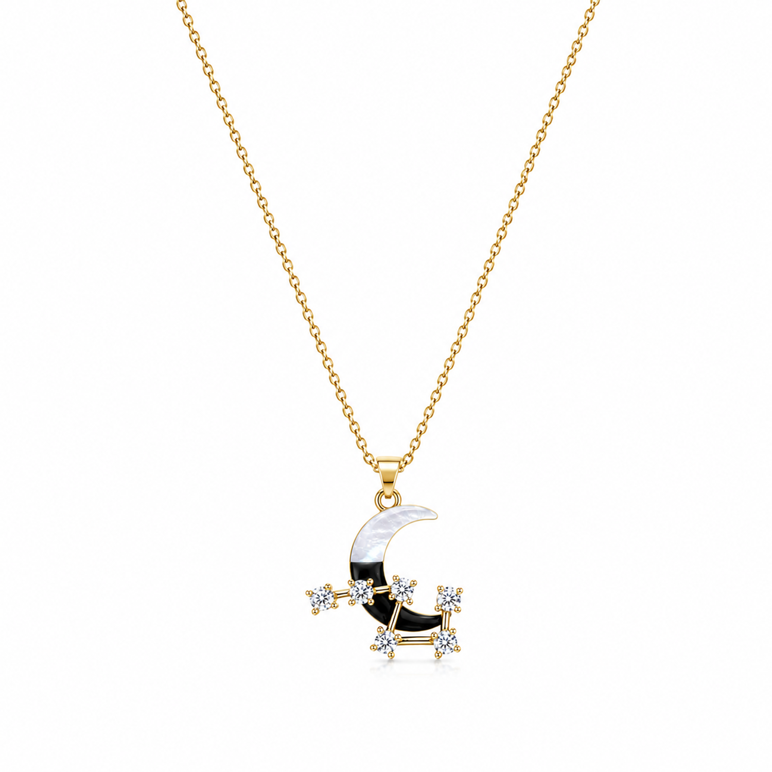CZ Stone Inlay Design Crescent Moon Pendant for Girls & Women's