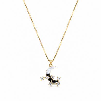 CZ Stone Inlay Design Crescent Moon Pendant for Girls & Women's